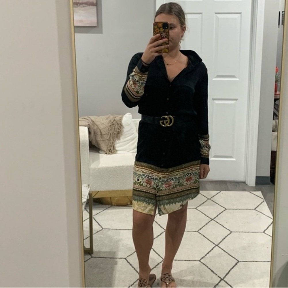 Johnny Was Black and Multicolor Mini Dress